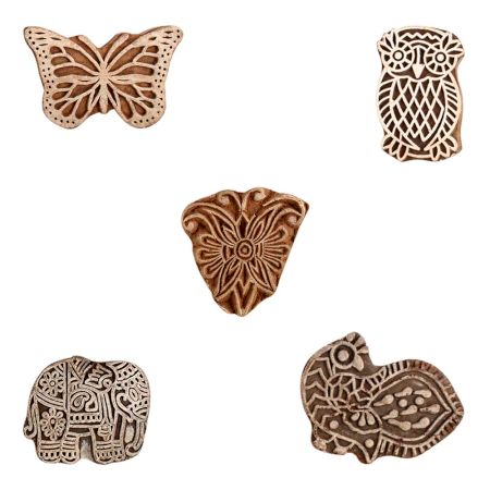 Set of 5 Piece New Mix Wooden Printing Block